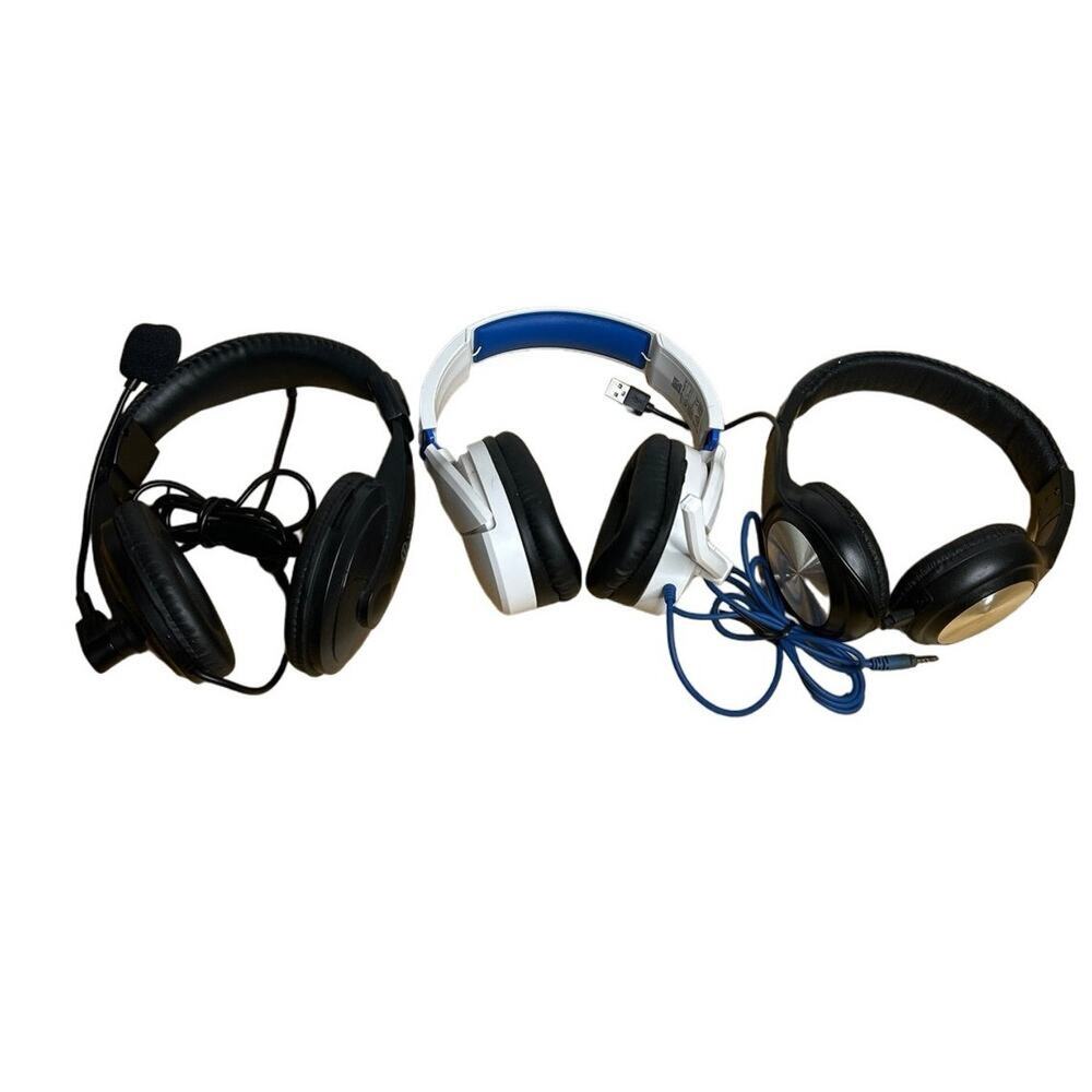 ˚₊‧꒰ა ☆ ໒꒱ ‧₊˚ Lot of 3 Headphones Wired Gaming Headset Work Home (2F-DV-D9SC)